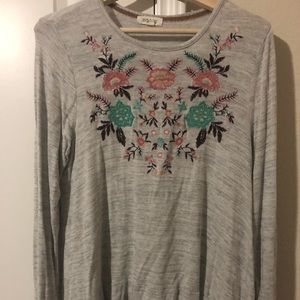 Taylor & Sage - Long Sleeve Top, Light Grey